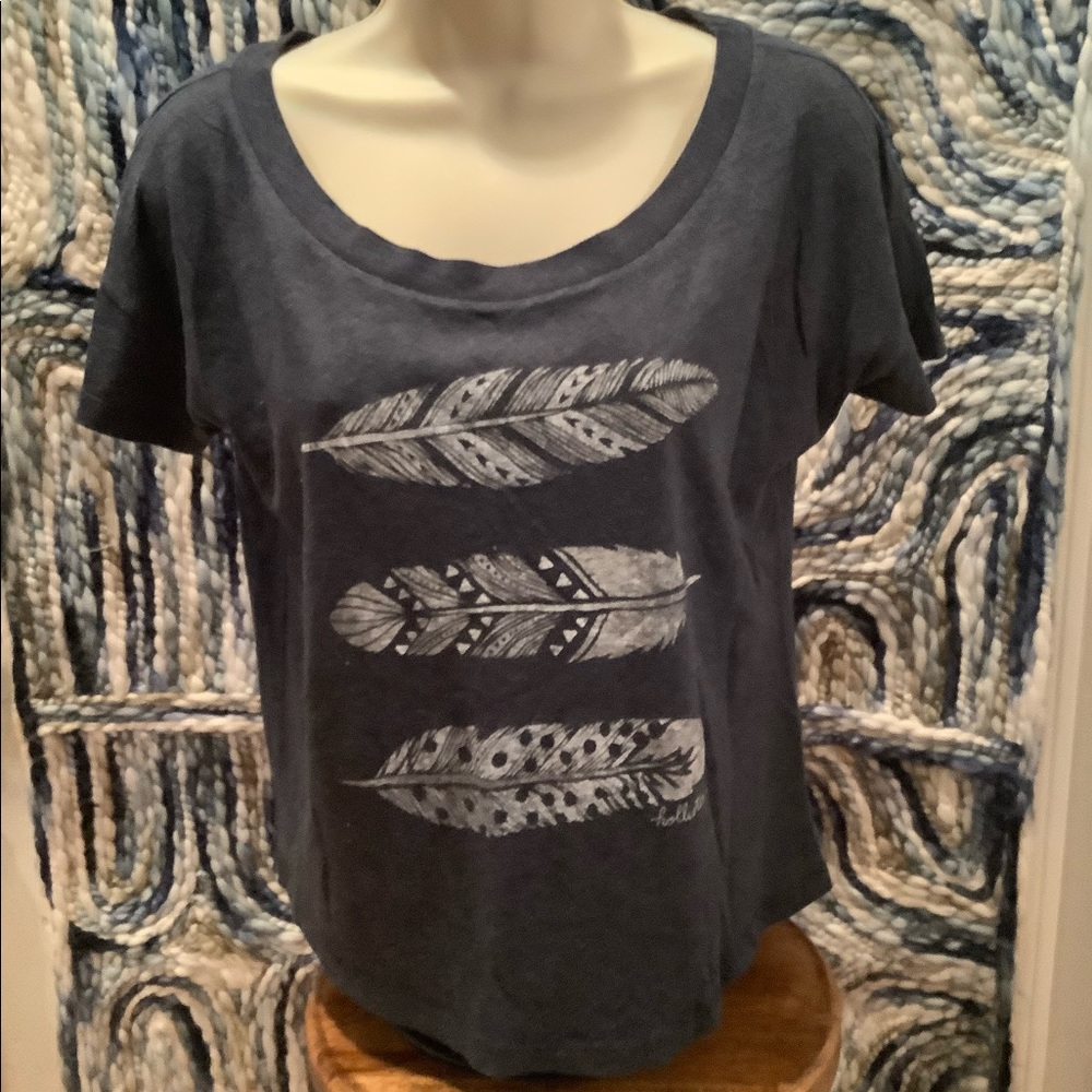 Relaxed fit hippie feather t-shirt navy
